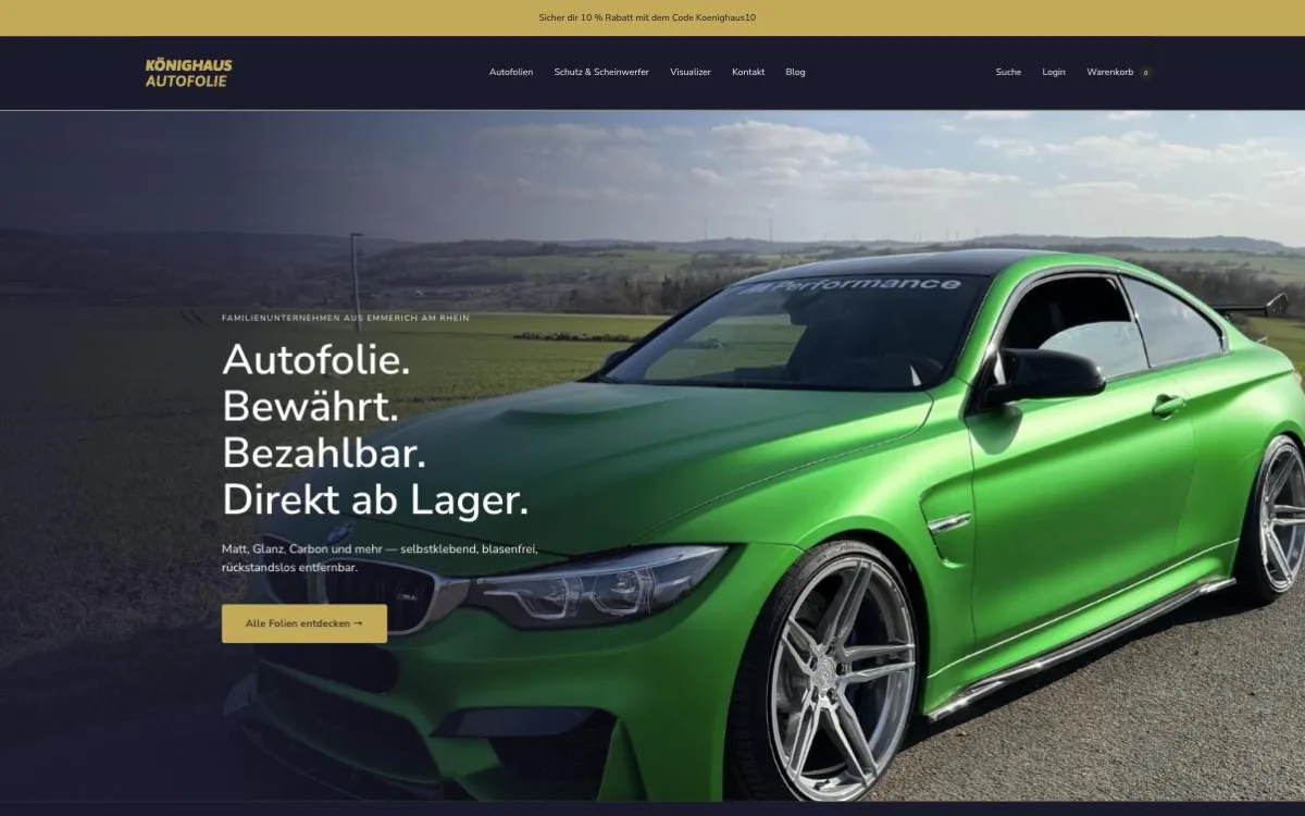 Startseite von koenighaus-autofolie.com